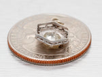Antique Art Deco 0.50ct Diamond Hexagon Charm - 14k White Gold Filigree Setting