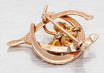 Antique Art Nouveau Lucky Brooch Pin - 10k Rose Gold Horseshoe Clover & Wishbone
