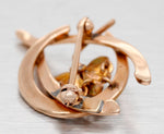 Antique Art Nouveau Lucky Brooch Pin - 10k Rose Gold Horseshoe Clover & Wishbone