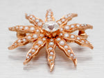 Antique Art Deco Sunstar Diamond & Pearl Starfish Charm / Brooch Pin - 14k Yellow Gold