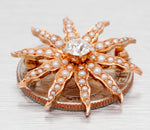 Antique Art Deco Sunstar Diamond & Pearl Starfish Charm / Brooch Pin - 14k Yellow Gold
