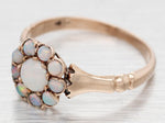 Antique Art Deco Precious Opal Floral Cocktail Ring - 14k Yellow Gold