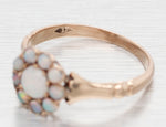 Antique Art Deco Precious Opal Floral Cocktail Ring - 14k Yellow Gold