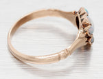 Antique Art Deco Precious Opal Floral Cocktail Ring - 14k Yellow Gold