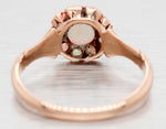 Antique Art Deco Precious Opal Floral Cocktail Ring - 14k Yellow Gold
