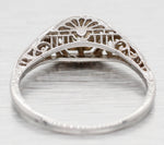 Antique Art Deco Solitaire 0.15ct Diamond Hexagon Band Ring - 14k White Gold