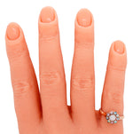 Antique Art Deco Precious Opal Floral Cocktail Ring - 14k Yellow Gold