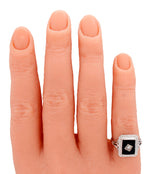 Antique Art Deco Rectangular Onyx & Diamond Signet Ring - 14k White Gold