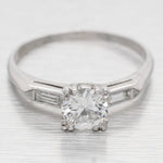 Antique Art Deco 0.90ctw Round Diamond Engagement Ring - Platinum Setting