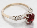 Antique Art Deco Oval Garnet Engagement Ring w/ Diamond Accents - 14k Gold