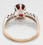 Antique Art Deco Oval Garnet Engagement Ring w/ Diamond Accents - 14k Gold