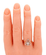 Antique Art Deco 0.05ct Diamond Triangular Cocktail Ring - 14k White Gold