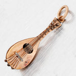 Vintage Solid 14k Yellow Gold Lute / Lyre Charm - D&D Bard Pendant