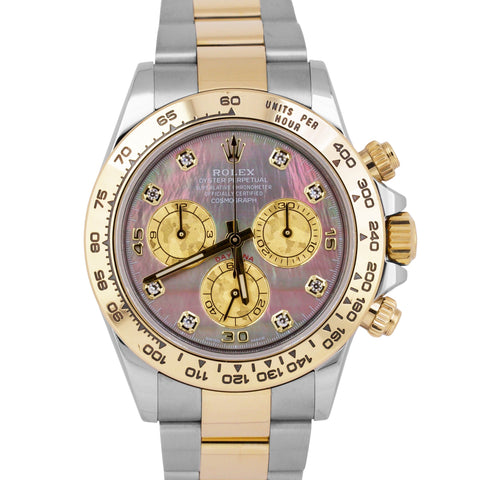 2022 Rolex Daytona Cosmograph MOTHER OF PEARL DIAMOND 40mm 18K Gold Steel 116503