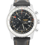 Breitling Navitimer World GMT Black Stainless Leather Chronograph 46mm A24322