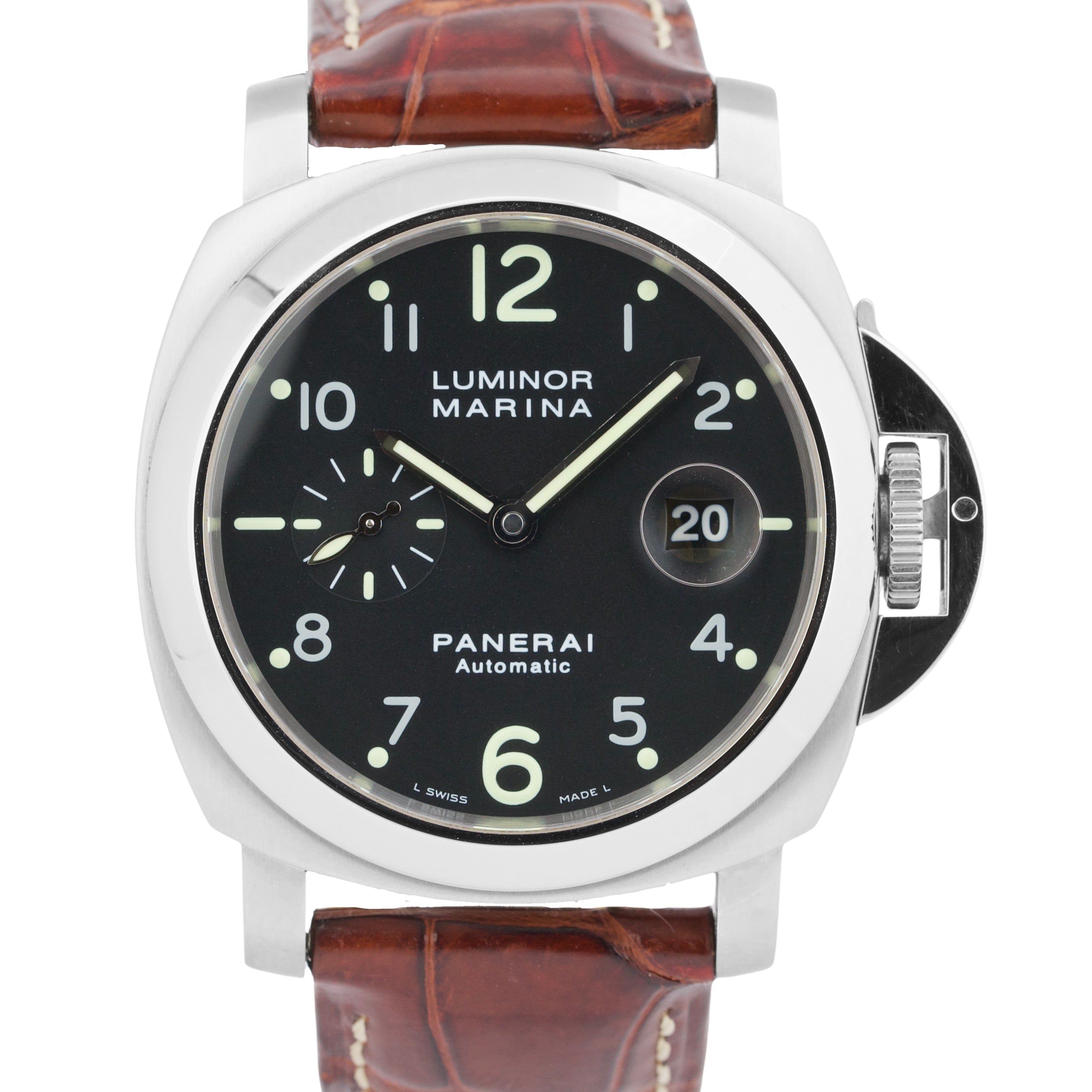 Panerai Luminor Marina Stainless Steel Black 44mm PAM00164 Leather PAM 164 Watch