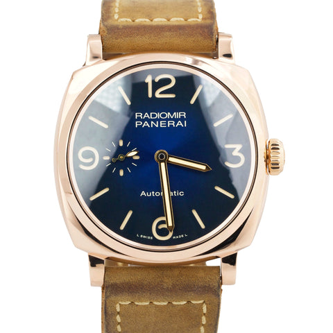 MINT PAPERS Panerai Radiomir BLUE PAM00934 45mm 3 Days Oro Rosso 18K Watch BOX