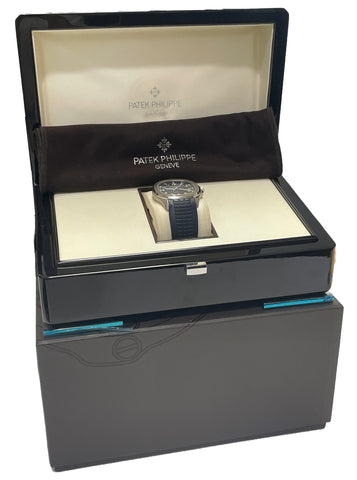 Patek Philippe Aquanaut BLUE 18K White Gold Rubber 42.2mm Watch 5168G-001 BOX