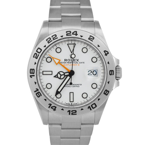 MINT NEW PAPERS Rolex Explorer II 42mm POLAR WHITE Steel Orange GMT 226570 BOX