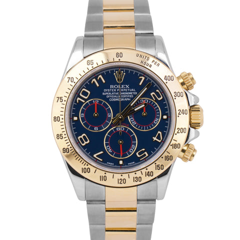 Rolex Daytona Cosmograph BLUE RACING 18K Gold Steel RANDOM SERIAL 116523 Watch