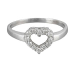 Modern Estate Solid 14k White Gold Open Heart Diamond Ring 0.27ctw Size 6.75