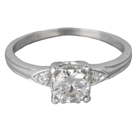 Modern Estate Platinum 900 G-H VS1 Diamond Engagement Ring 0.55ctw