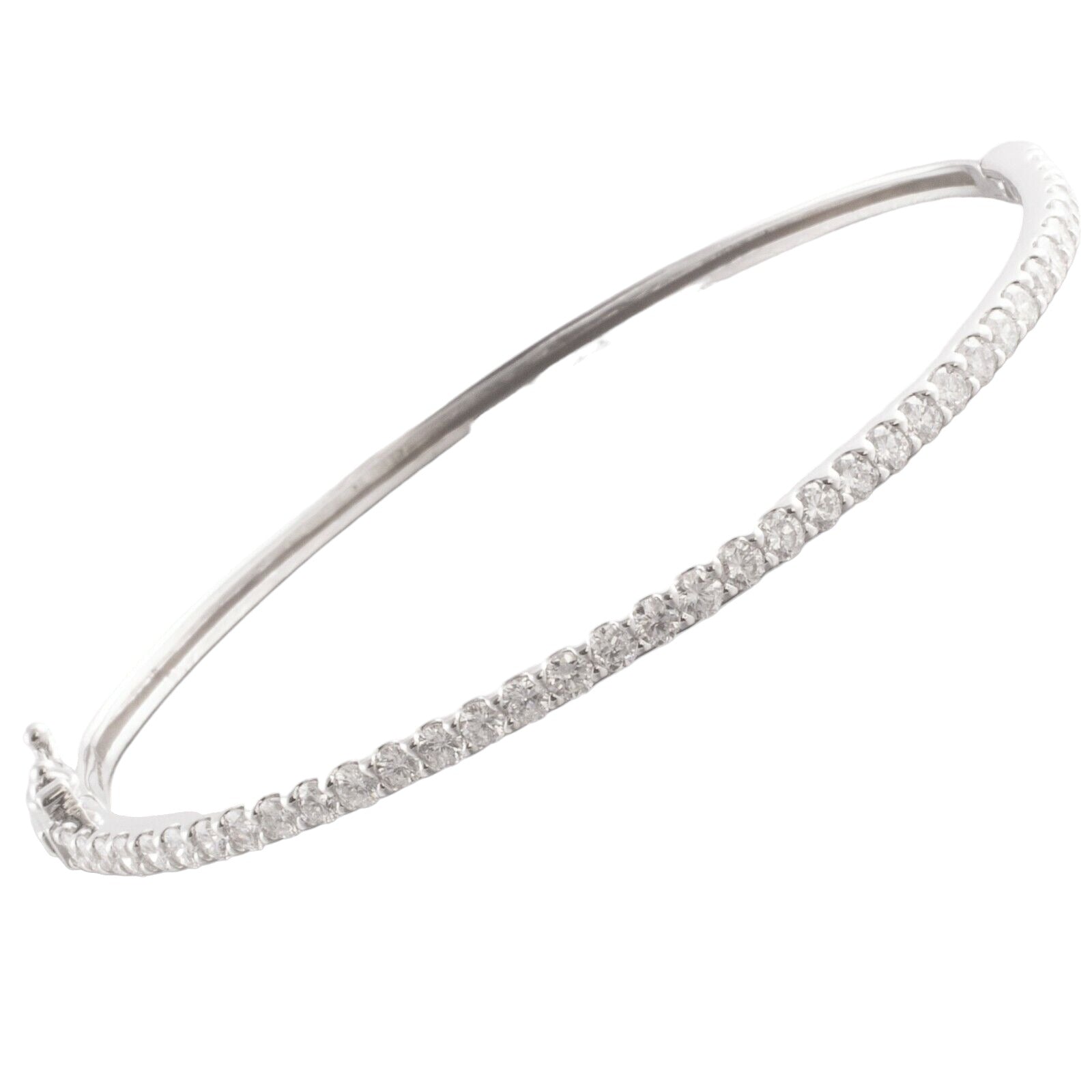 14k White Gold Hinged Halfway Diamond Bangle Bracelet  1.93ctw 10.3g