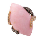 Ambrosi 18k Rose Gold, Cabochon Rose Quartz & 0.60ctw Chocolate Diamond Ring