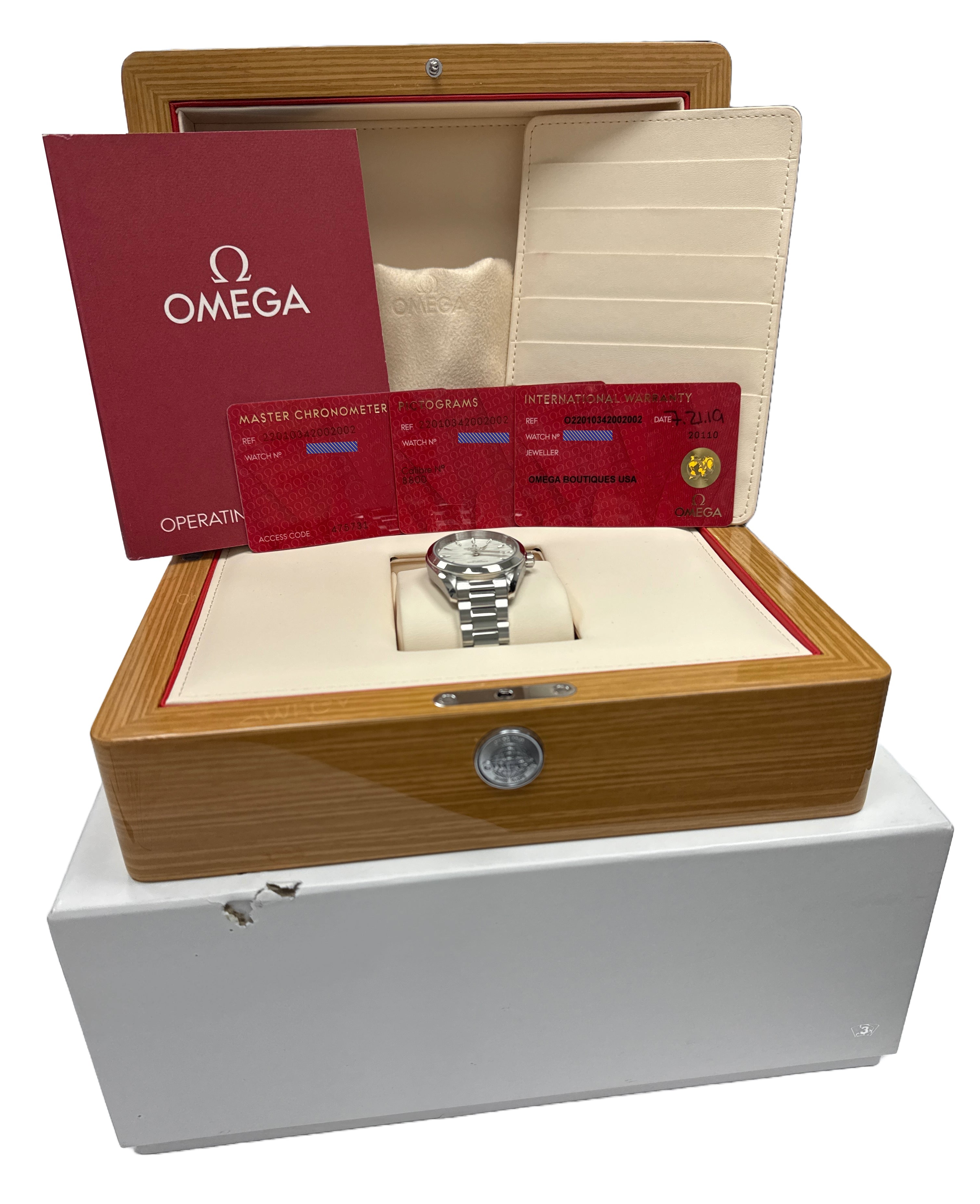 MINT PAPERS Omega Seamaster Aqua Terra 34mm SILVER 220.10.34.20.02.002 Watch BOX