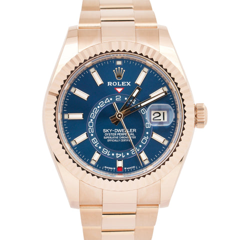 BRAND NEW PAPERS Rolex Sky-Dweller 18K ROSE GOLD Blue 42mm Watch 336935 BOX