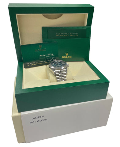 MINT NEW CARD Rolex Sky-Dweller BLUE 18K Gold Steel 42mm JUBILEE 326934 BOX