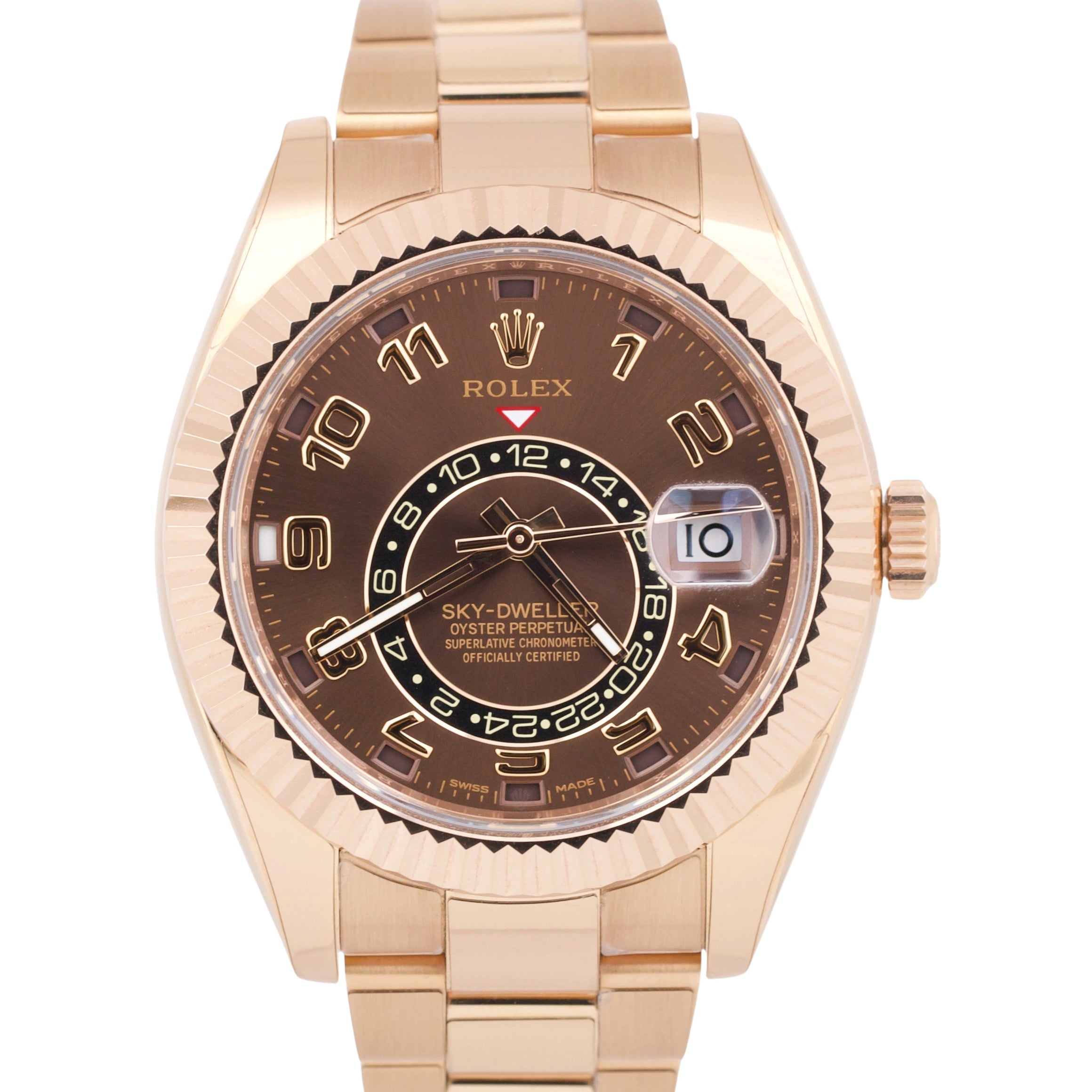 PAPERS Rolex Sky-Dweller CHOCOLATE ARABIC Brown 18K Rose Gold 42mm 326935 BOX