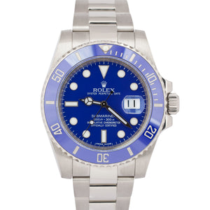 Rolex Submariner Date 18K White Gold SMURF Blue Ceramic 40mm 116619 LB BOX