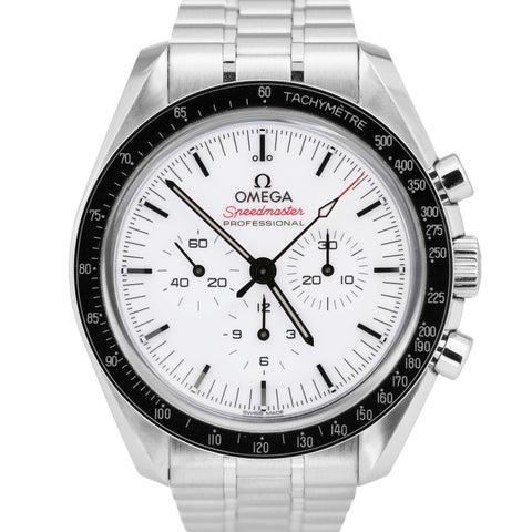 2024 PAPERS Omega Speedmaster Moonwatch WHITE 42mm Steel 310.30.42.50.04.001 BOX