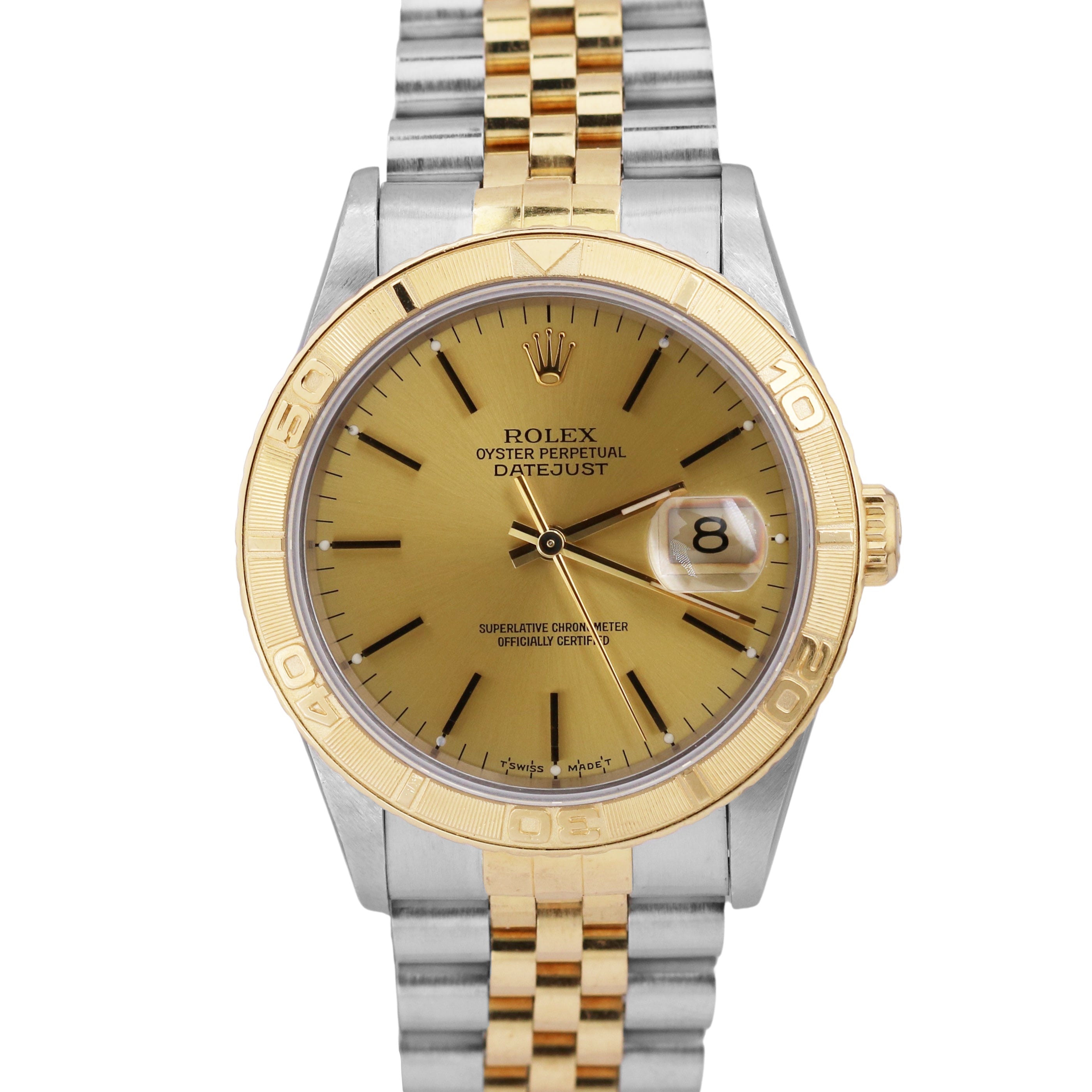 UNPOLISHED Rolex DateJust Turn-O-Graph Thunderbird 36mm CHAMPAGNE 18K