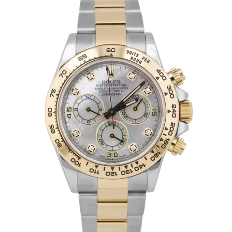 MINT Rolex Daytona Cosmograph FACTORY MOP DIAMOND 40mm 18K Gold Steel 116503