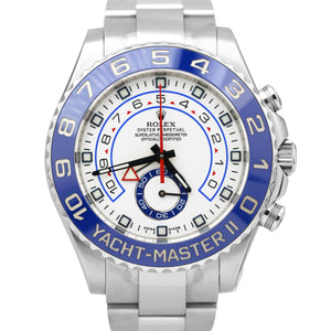 STICKERED Rolex Yacht-Master II 44mm White Blue Stainless Steel 116680 Watch