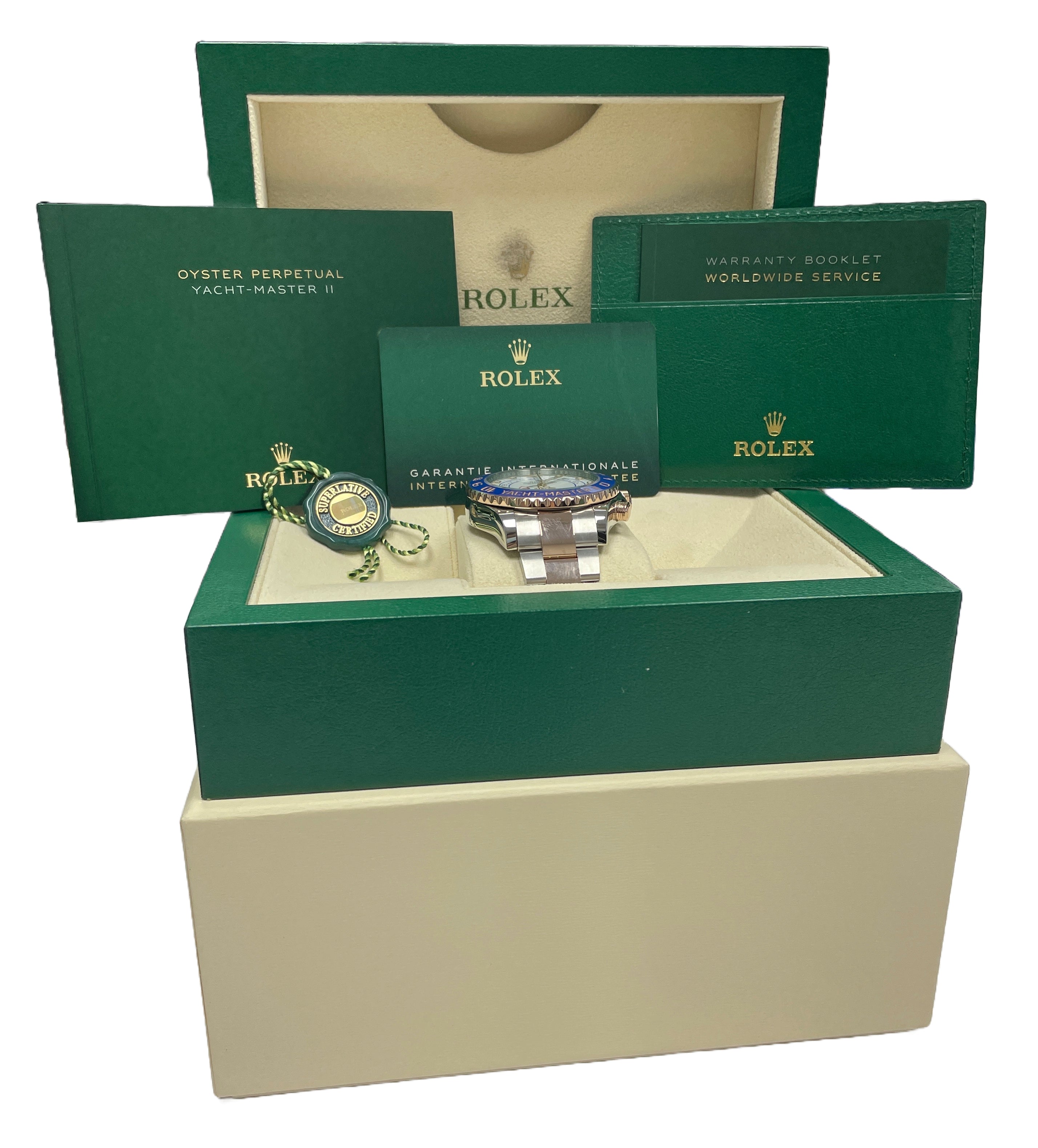 MINT 2021 PAPERS Men's Rolex Yacht-Master II 44mm NEW HANDS 18K Gold 116681 BOX