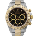 2000 Rolex Daytona Cosmograph ZENITH 40mm BLACK 18K Gold P-SERIAL Steel 16523