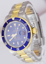 Rolex Submariner Date 18K Two-Tone Gold Stainless Steel 40mm Blue Watch 16613