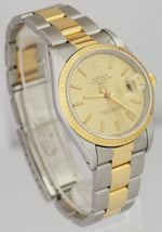 Rolex Date 15223 34mm Champagne 18K Two-Tone Gold Steel Oyster Watch DateJust