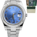 2013 Rolex Datejust II Blue Azzurro 41mm Stainless 18K White Gold Watch 116334