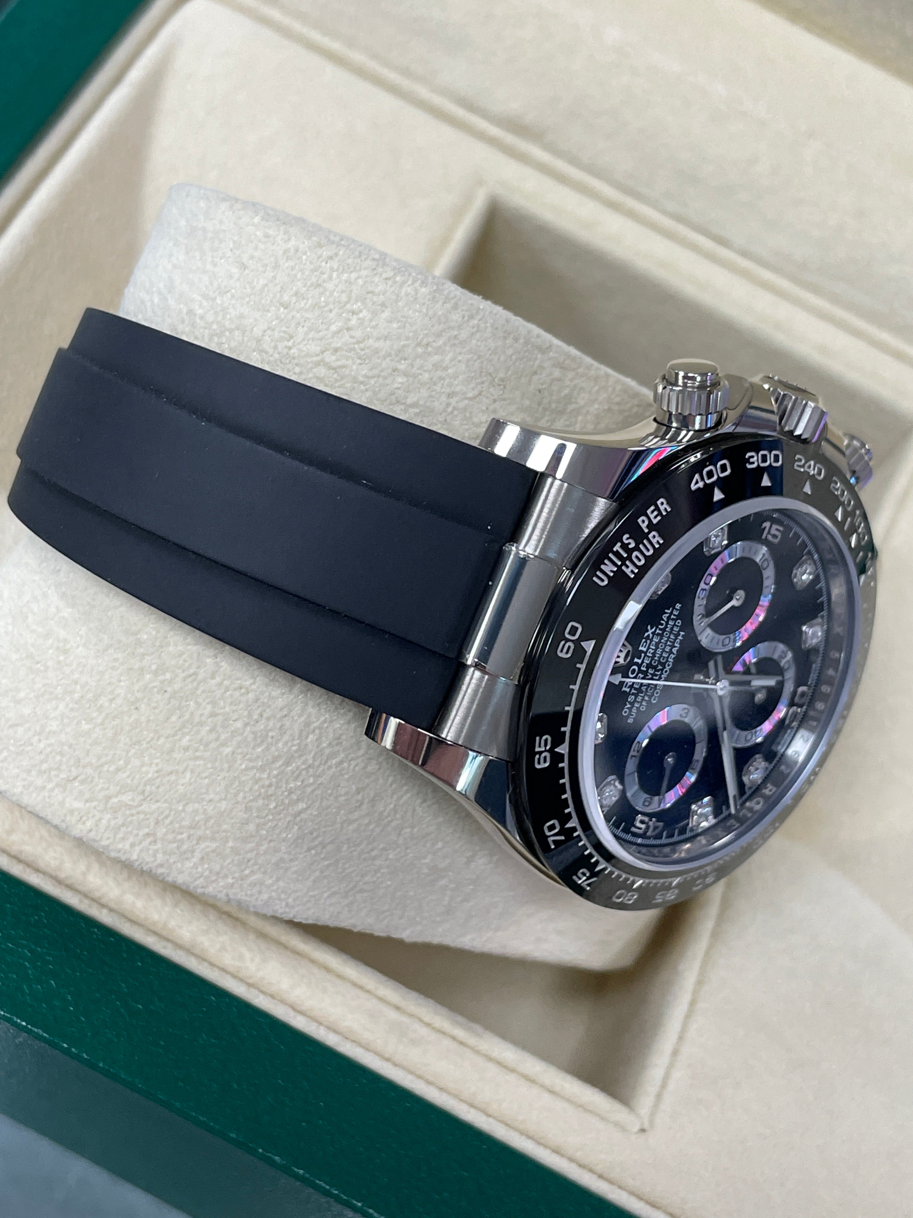 UNWORN 2021 Rolex Daytona 18K White Gold DIAMOND Chronograph 40mm Watch 116519