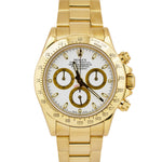 Rolex Daytona Cosmograph 40mm WHITE 18K Yellow Gold Oyster Watch 116528