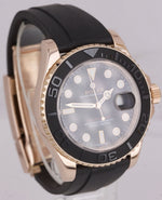 Men's Rolex Yacht-Master 18K Everose Gold Oysterflex Black Ceramic Watch 116655