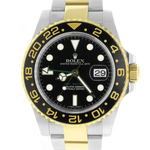 MINT Rolex GMT-Master II Ceramic Black Two-Tone Gold 40mm Watch FULL SET 116713