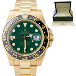 ORIGINAL GREEN DIAL Rolex GMT-Master II Ceramic Black 18K Gold 40mm 116718 BOX