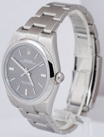 2019 Rolex Oyster Perpetual 39mm Rhodium Gray Blue Stainless Steel 114300 B+P