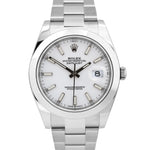 NEW STICKERED 2023 Rolex DateJust 41 White Stainless Steel Oyster 126300 BOX