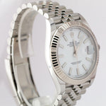 AUGUST 2022 Rolex DateJust 41 White 41mm Stainless 18K Jubilee Watch 126334 B+P